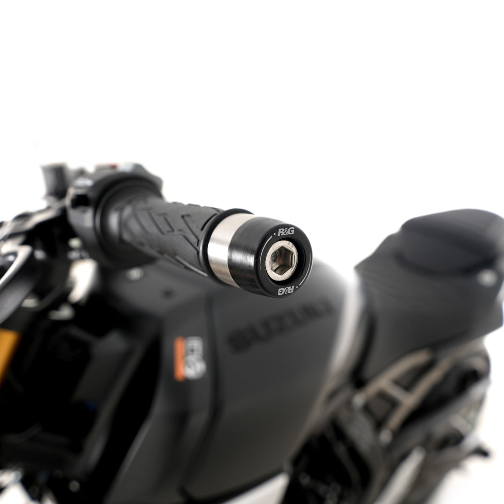 Bar End Sliders for the Suzuki GSX-R1000 '17- '24, GSX-R1000R '17- '24, GSX-8S (R) '23-,GSX- 8T '25-, GSX-8TT '25-, DR-Z4SM '25- ,V-Strom 800DE & V-Strom 800RE '23-