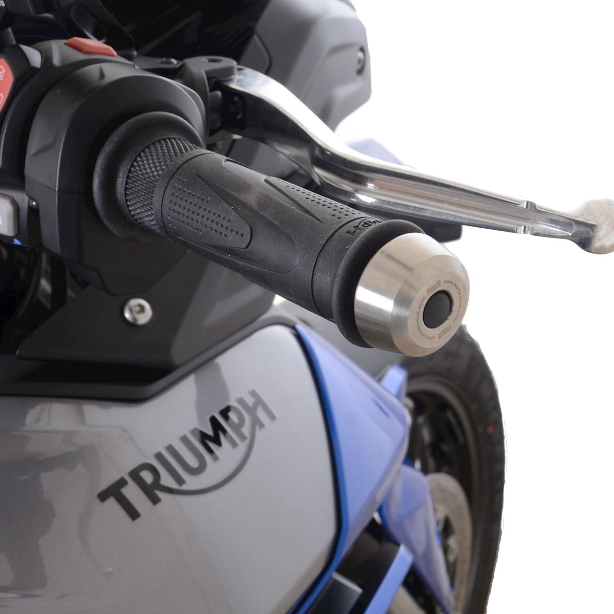 R&G Stainless Steel Bar Ends for the Triumph Tiger 850Sport '21-, Street Triple 765 RX '26-, 900Rally Pro & GT Pro'24-(no handguards)Speed Triple 1200 RS '21- & Speed Triple 1200RX '25-(With bar-end mirrors) Main image