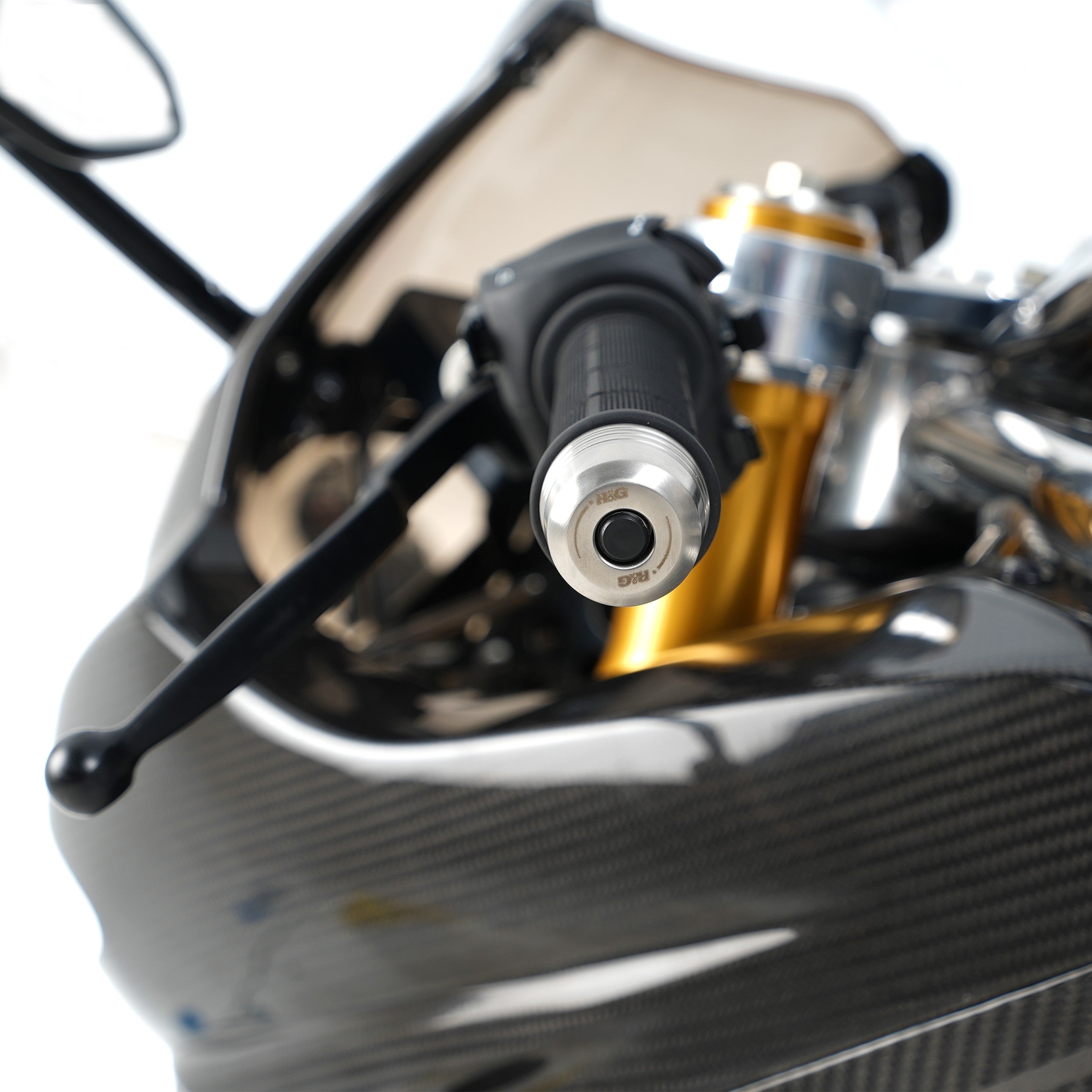 R&G Stainless Steel Bar Ends for Ducati Streetfighter V2(S) '25-, StreetfighterV4(S) '25-, Scrambler 1100 '18-25 and 8 others.