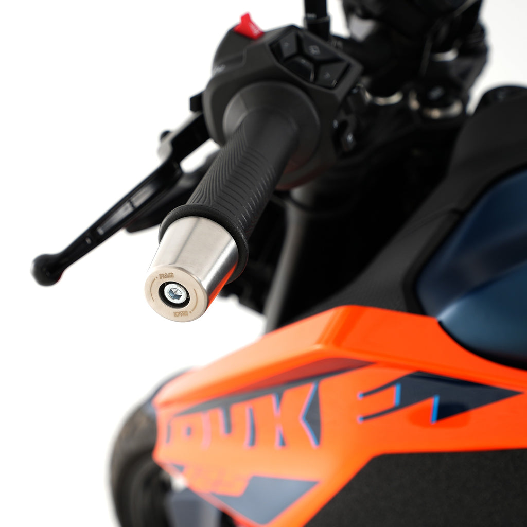 R&G Stainless Steel Bar Ends for the KTM RC 390 / RC 200/ RC 125 '22-,Duke 125 '24- /250/390 '24-