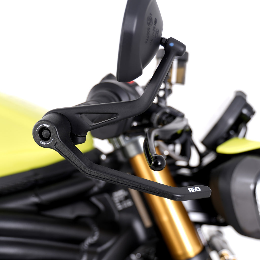 R&G Brake Lever Interlock Guard for multiple Triumph Models & Moto Guzzi V7 Stone '21- (Bar-End Mirror Models Only)