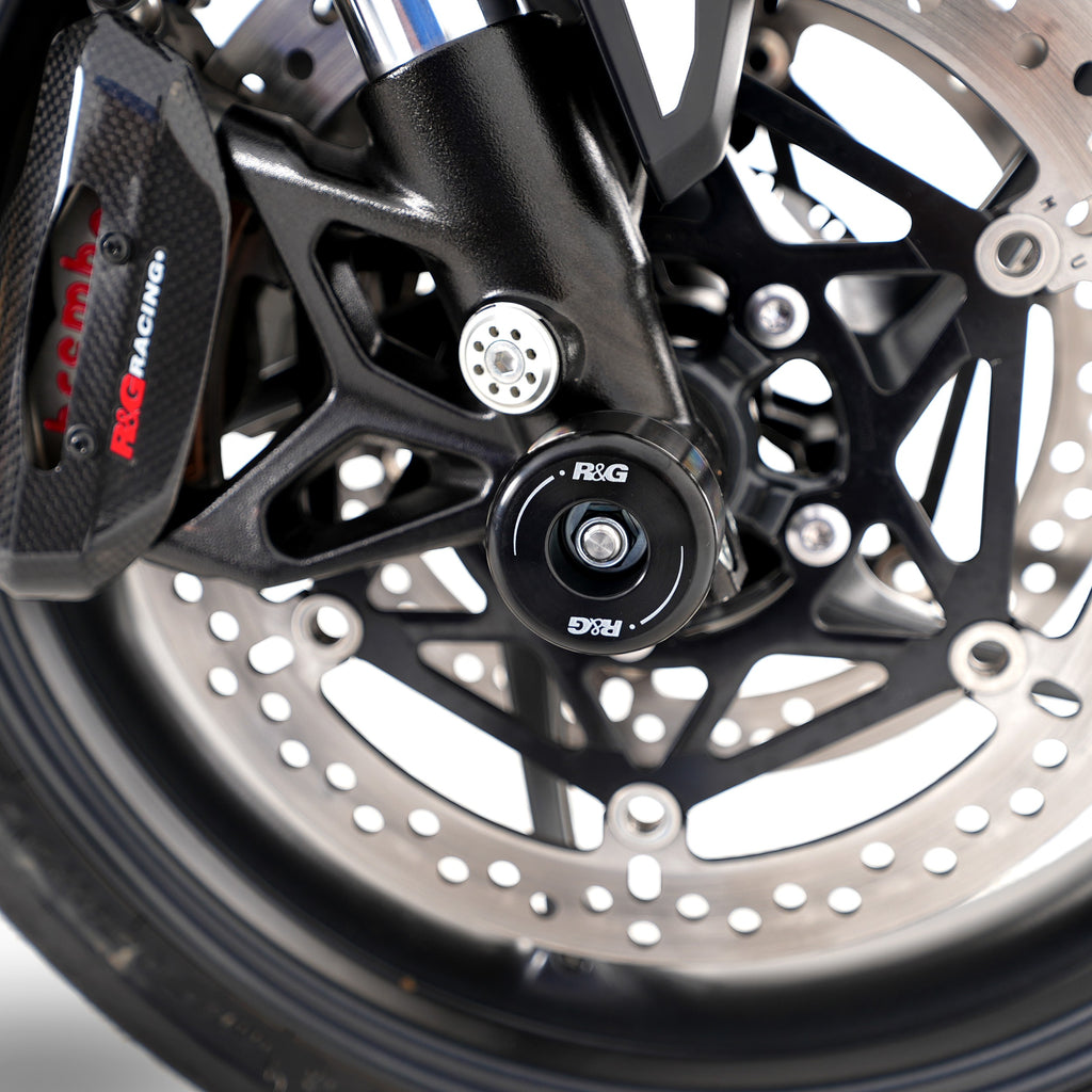 Fork Protectors for the Triumph Daytona 675 '13-, Daytona 660 '24-, Street Triple RX '15-, Street Triple R/RS 765 '17-/ Street Triple S 765 '17- '20, Street Triple 765 RX '26-,  Daytona Moto2™ 765 '20- '24, Trident 660 '21- ,Tiger Sport 800 '25- & Ti