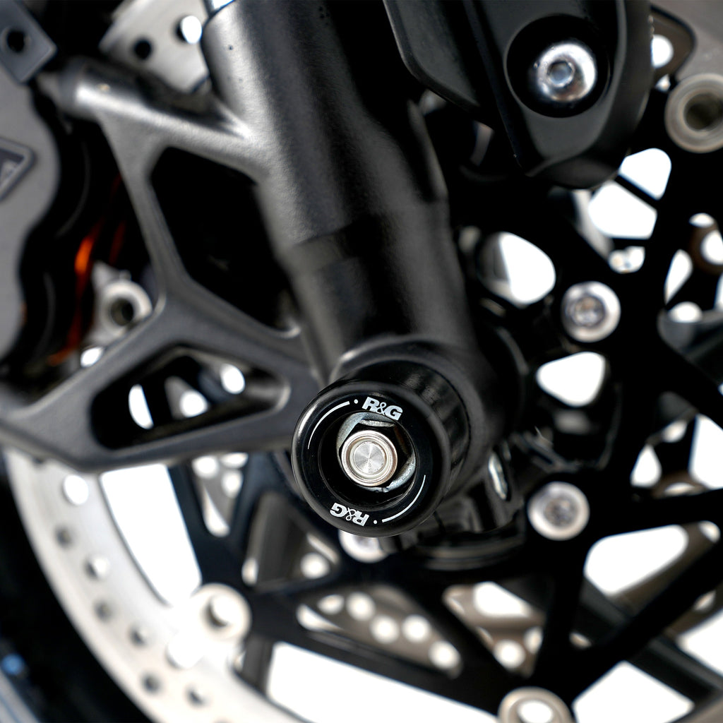 Fork Protectors for Triumph Street Triple R / RS 765 '17-, Street Triple S 765  '17-'20, Daytona 660 '24-, Trident 660 '21-, Tiger Sport 800 '25-,Street Triple 765 RX '26- & & Daytona Moto2™ 765 '20- '24 (small bobbin)