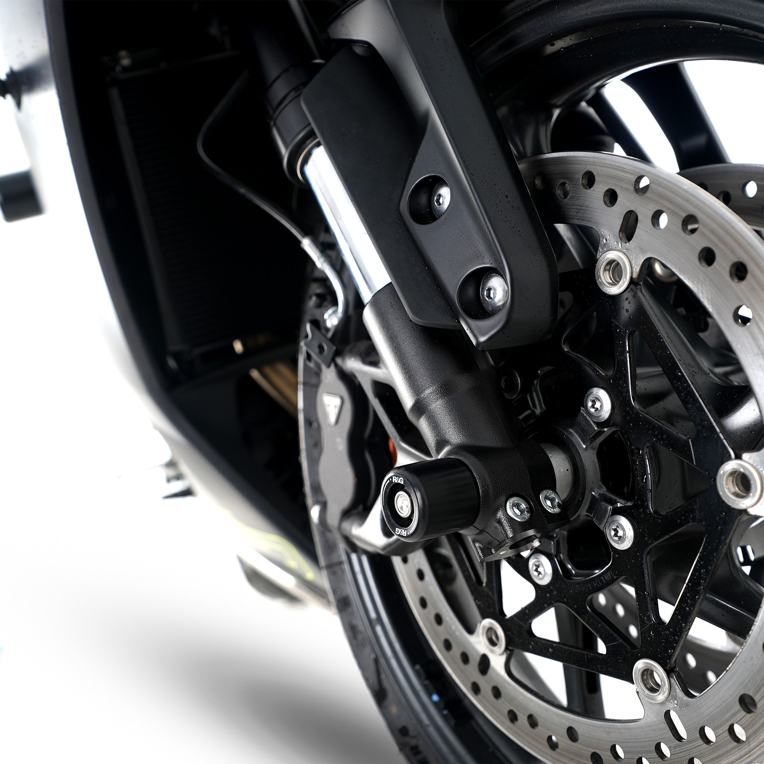 Fork Protectors for Triumph Street Triple R / RS 765 '17-, Street Triple S 765  '17-'20, Daytona 660 '24-, Trident 660 '21-, Tiger Sport 800 '25-,Street Triple 765 RX '26- & & Daytona Moto2™ 765 '20- '24 (small bobbin) Main image