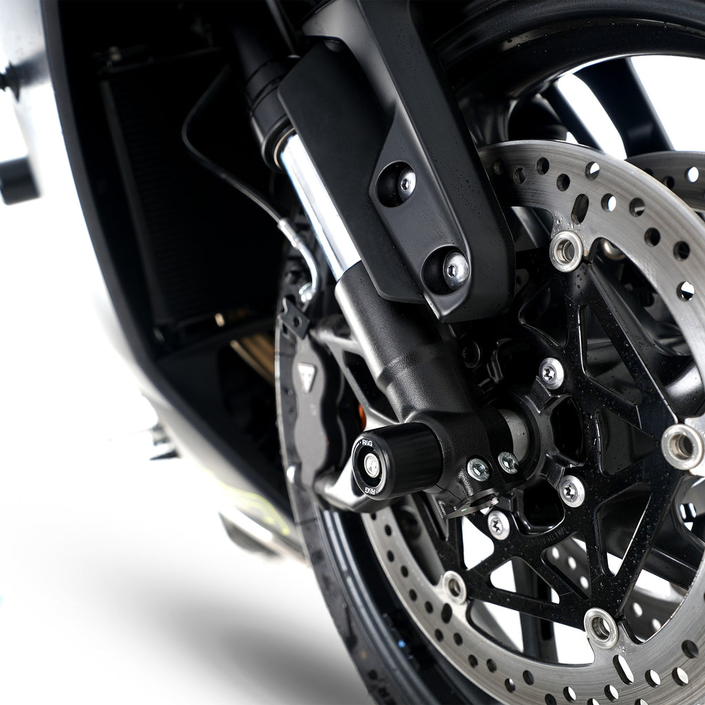 Fork Protectors for Triumph Street Triple R / RS 765 '17-, Street Triple S 765  '17-'20, Daytona 660 '24-, Trident 660 '21-, Tiger Sport 800 '25-,Street Triple 765 RX '26- & & Daytona Moto2™ 765 '20- '24 (small bobbin)