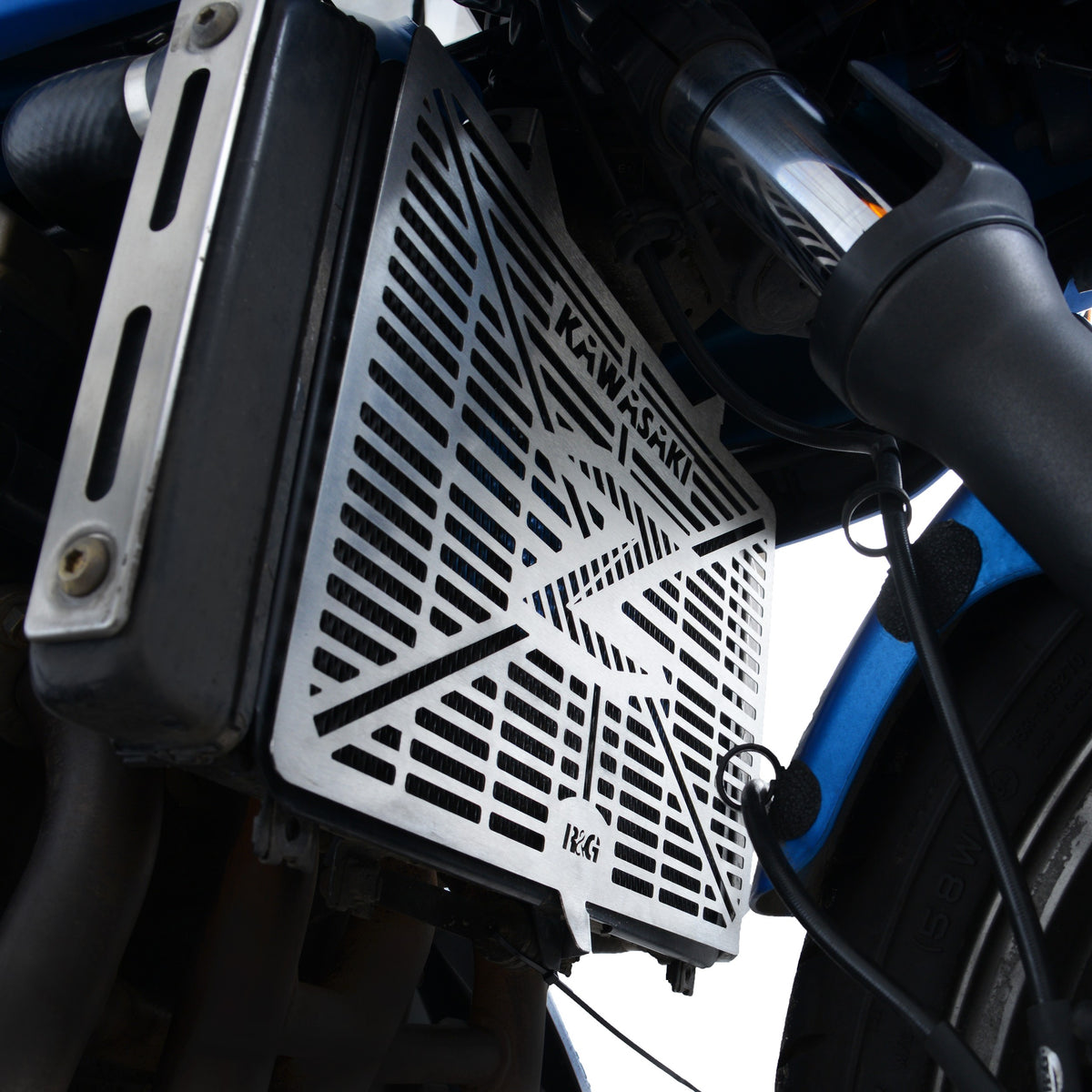 Branded Radiator Guard For Kawasaki Z750/R '07-, Z1000 '10- '24, Z800, Z1000SX, VERSYS 1000 '13-'19 & Ninja 1000SX '20- '24