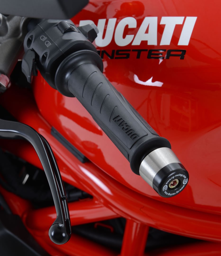 Bar End Sliders for the Ducati DesertX '22-25, Ducati Monster 1200R '16-, Monster 1200S '17-, Supersport (S) '17-'20, Supersport 950 '21- & Monster 950 (+) '21-25 & Monster 937 (+) '21-25