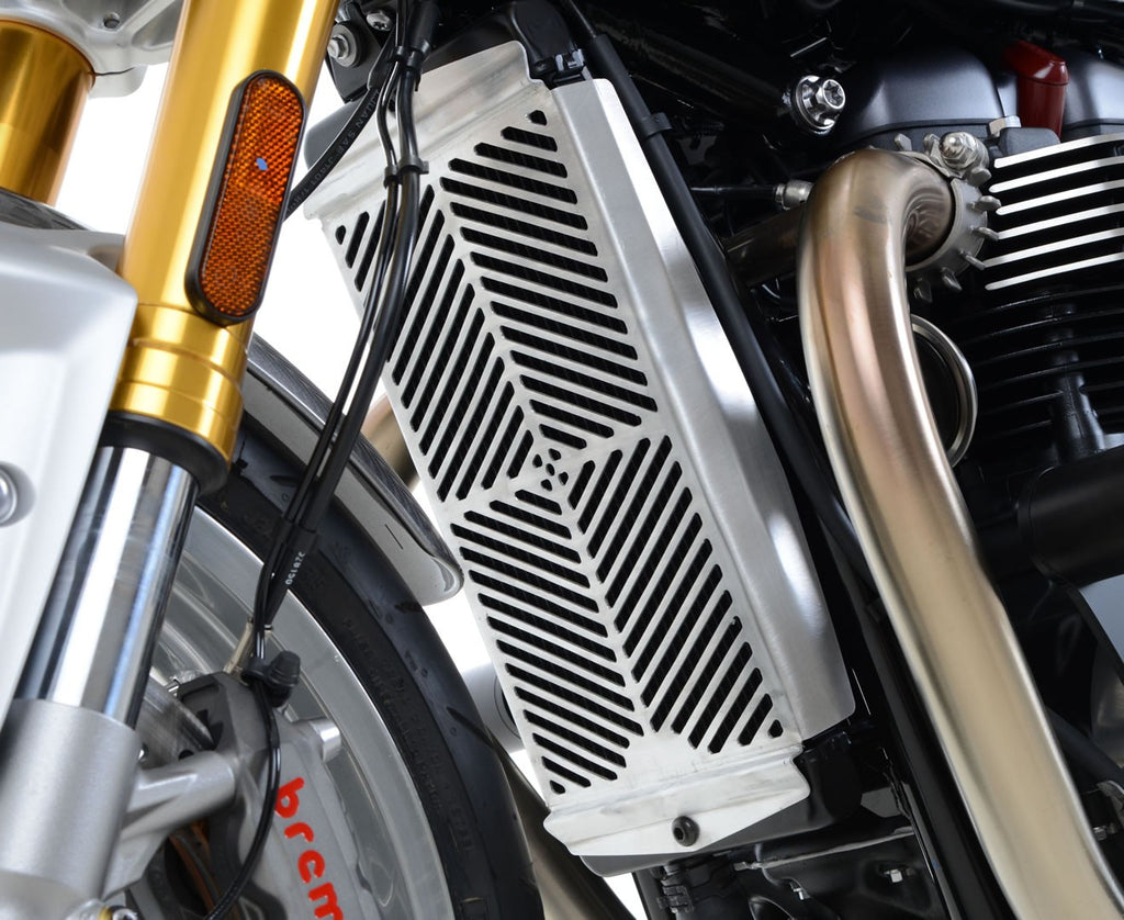 Stainless Steel Radiator Guard for the Triumph Thruxton 1200/R '16-, Speed Twin 1200 '19-'21, Scrambler 900 '23- & Speed Twin 900 '22-