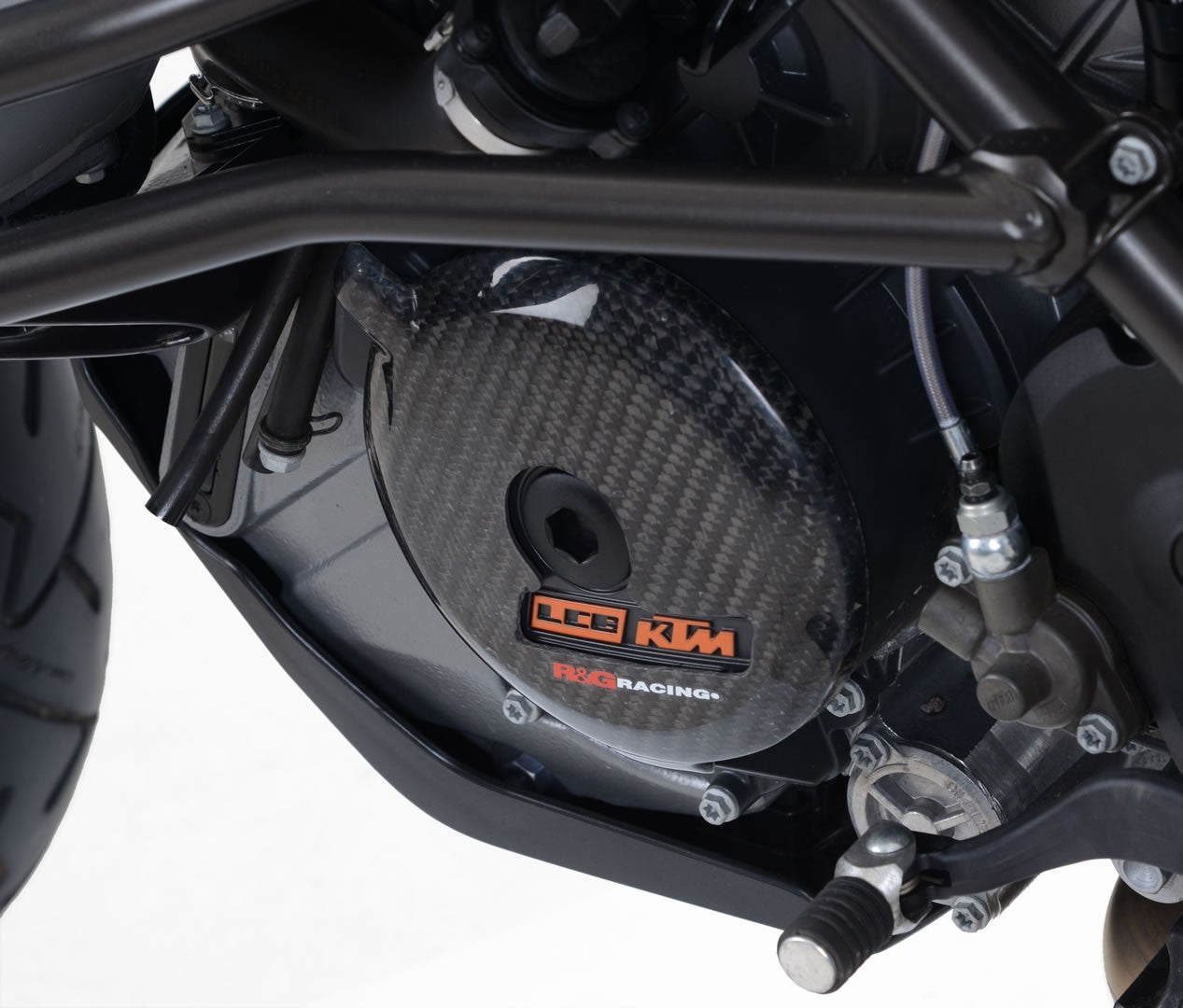 Carbon Engine Case Slider for KTM 1050 Adventure '15-, KTM 1290 Super Adventure '15-'20, 1290 Super Duke '17- '24,1290 Super Duke GT '19- '24 & 1290 Super Duke R '17- '24 LHS