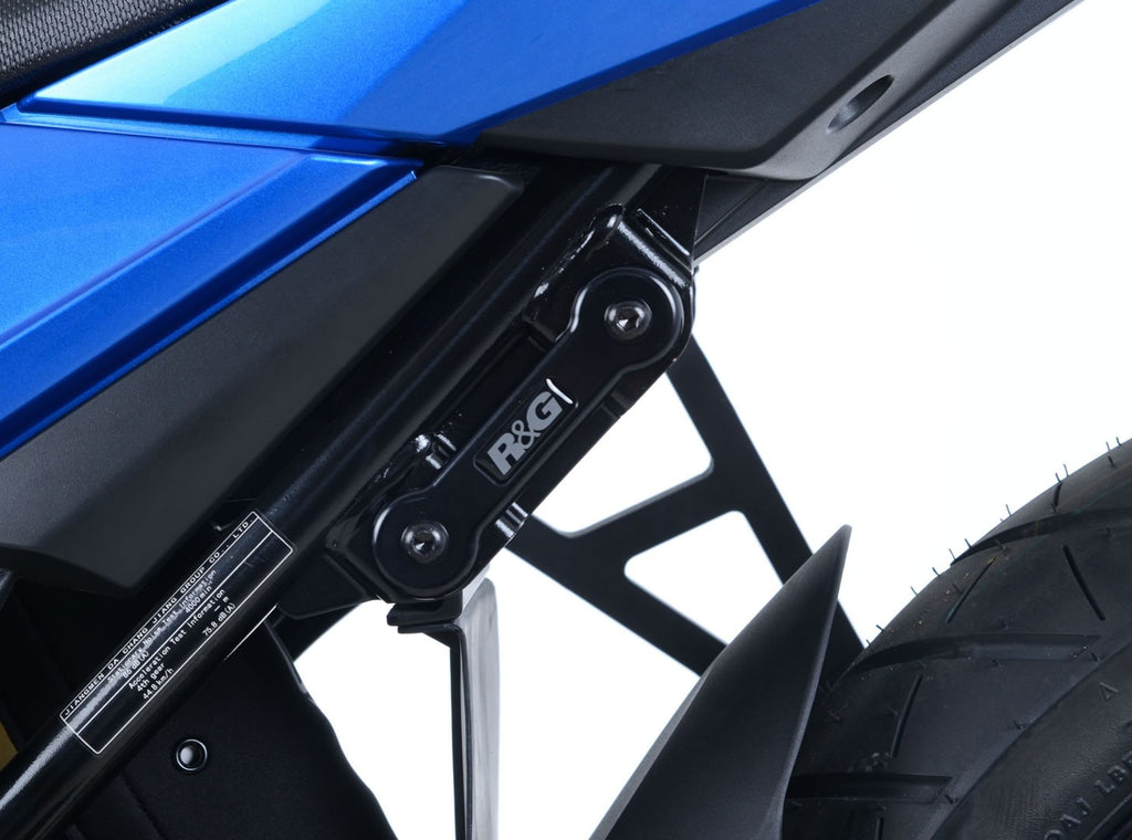 Rear Foot Rest Blanking Plates for Suzuki GSR750 ('11-), GSX-S750 '17- '24 and GSX250R '17-models.