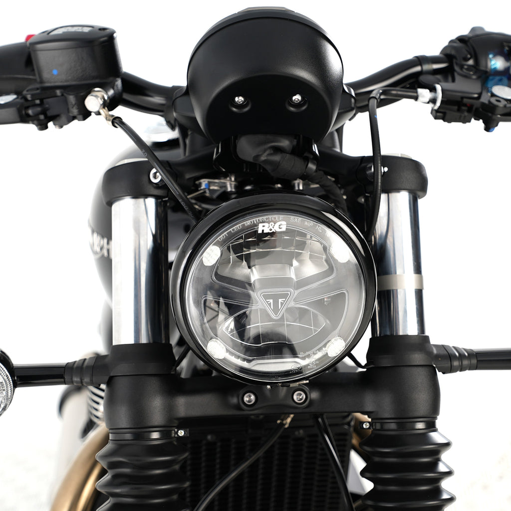 Headlight Shield for Indian FTR1200 (S) '19-25, Scout Bobber '20- & Triumph Scrambler 1200 XC/XE '19-, Bonneville bobber '21-25
