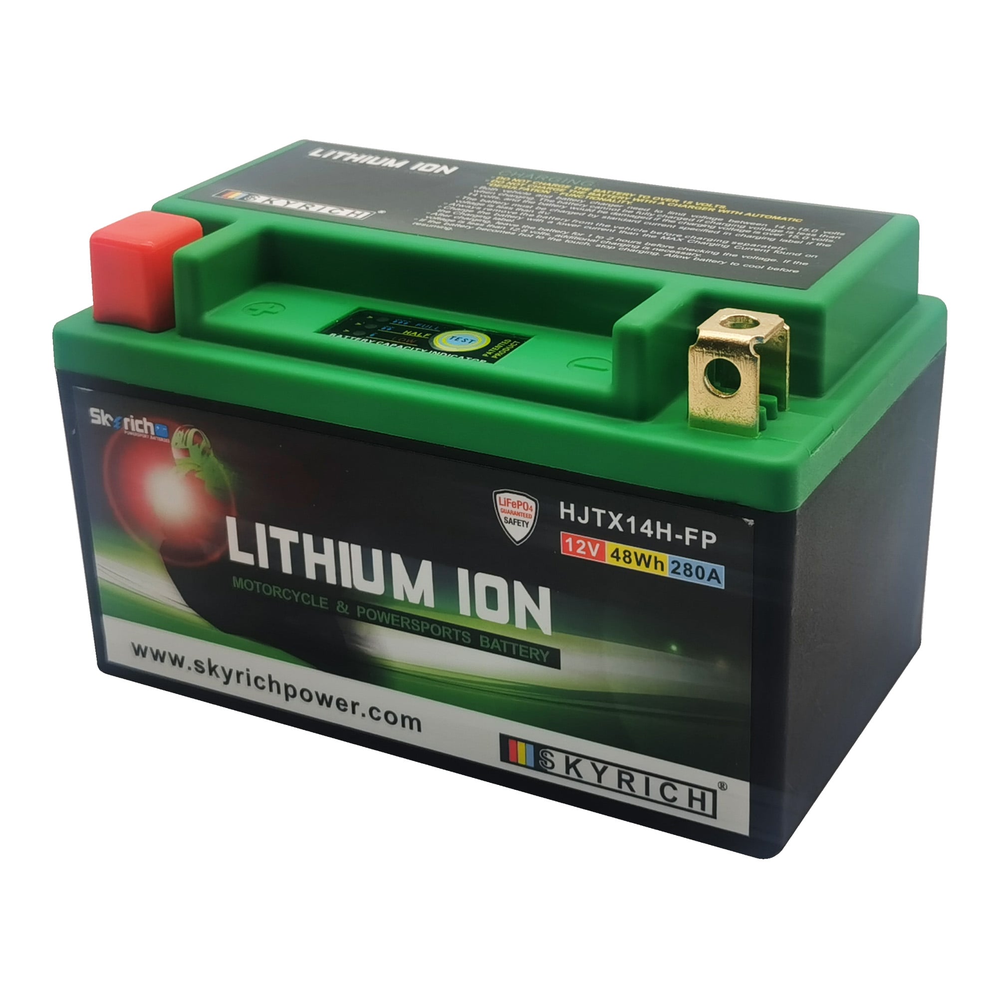 SkyRich Lithium Ion Battery HJTX14H-FP — Kawasaki, Suzuki, Buell, Honda