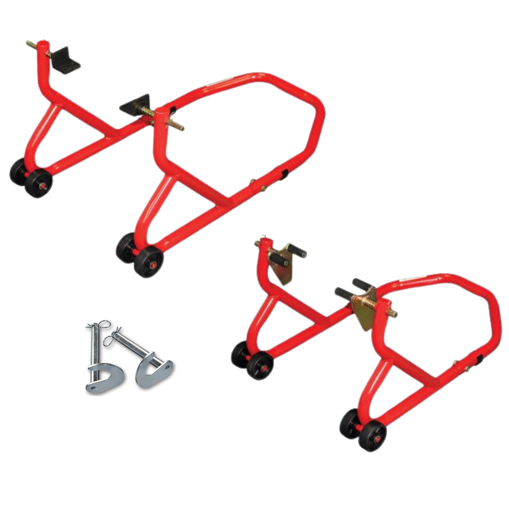 Biketek Front & Rear Paddock Stand Set with Bobbin Adapters - Series 3