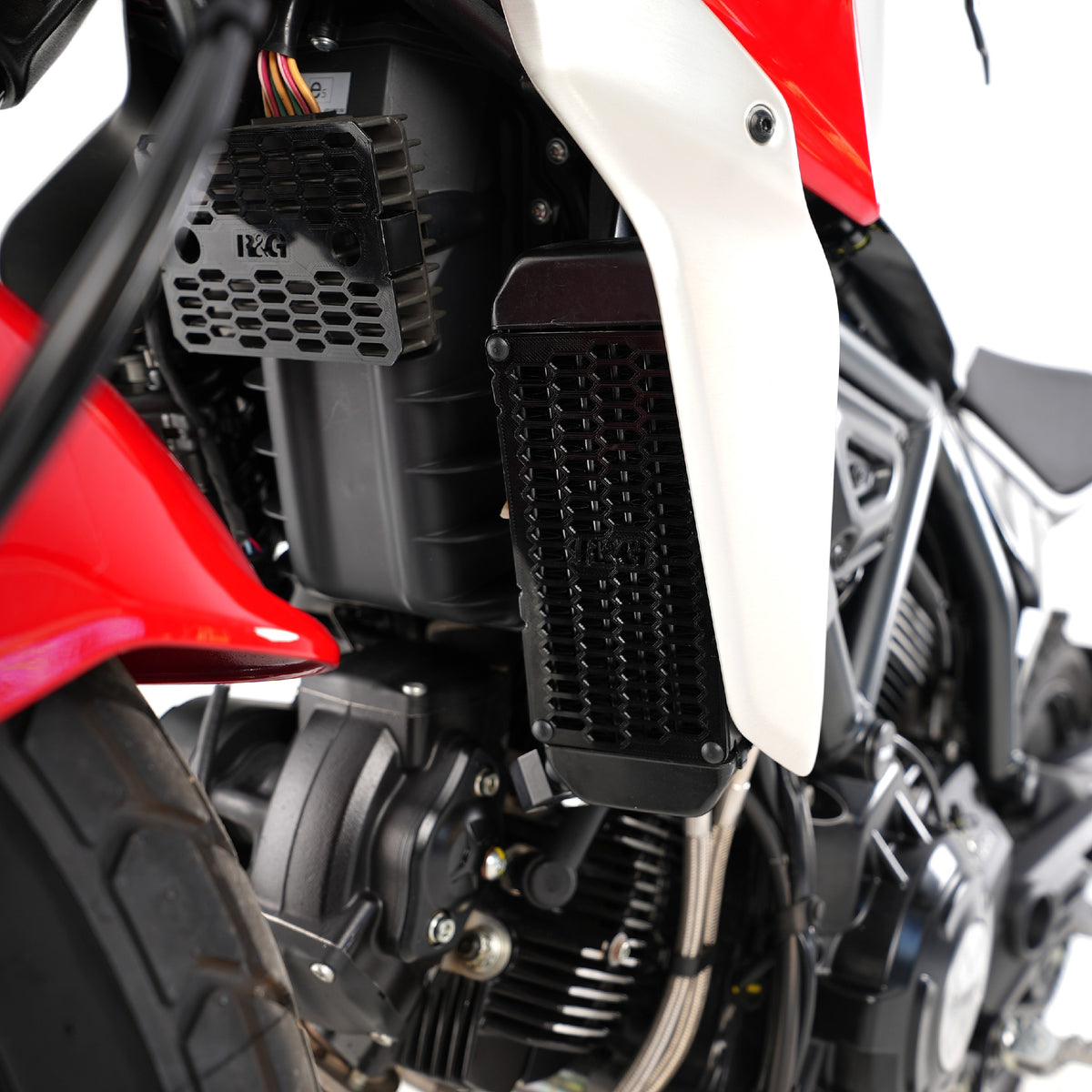 PRO Oil Cooler Guard for Ducati Scrambler Icon, Nightshift & Full Throttle '23-, Scrambler Icon '15-'20, Desert Sled '17-'21, Scrambler Flat Track Pro '16 & '19, Scrambler Classic '15-'20, Monster 797 '17-'18 & Scrambler Urban Enduro '15-'17