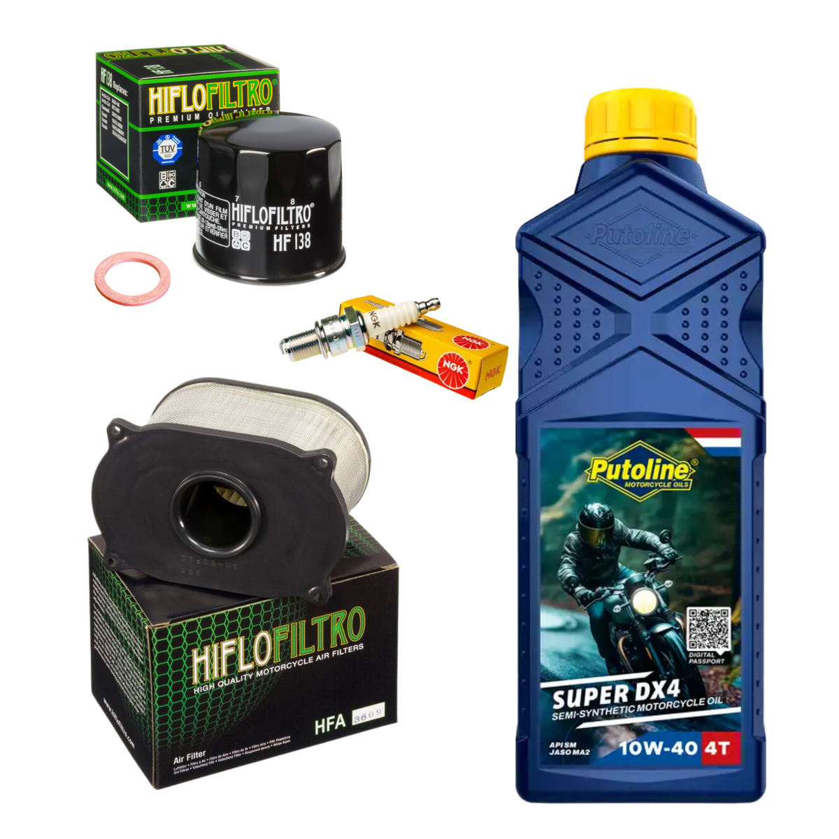 Suzuki SV650 SV650S Major Service Kit 1999-2002 - Premium Air & Oil Filter, Spark Plugs and Oil Main image